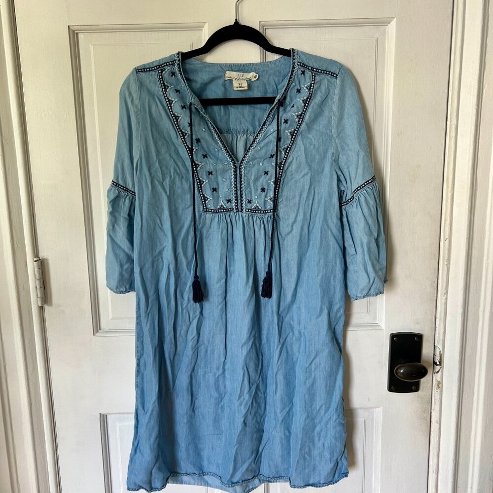 H&M embroidered chambray dress
